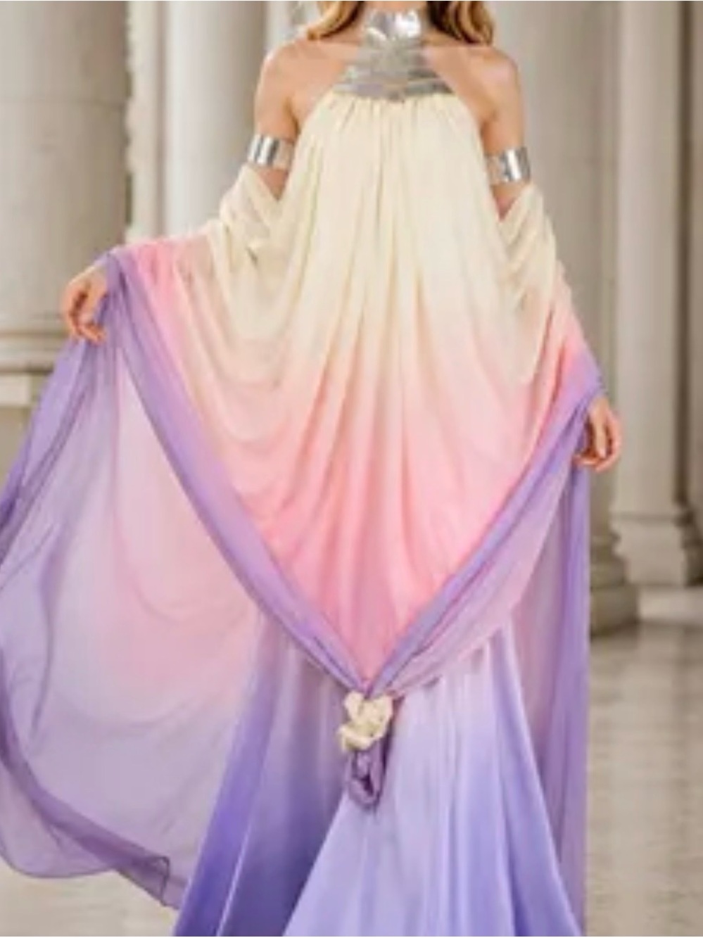 Padme Lake Dress Star Wars Ombre Halter Costume in Yellow, Pink & Purple